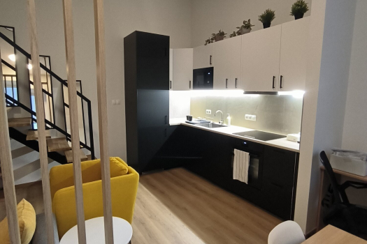 New kitchen and dining area in the mezzanine living room