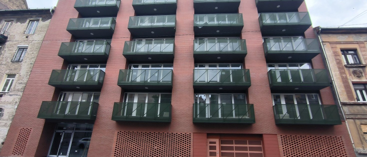 Facade thermal insulation of an apartment building